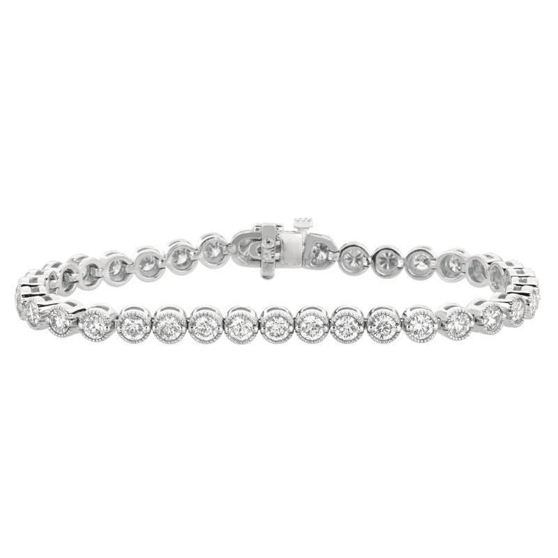 6.04 Carat Round Diamonds White Gold Prong Setting Bracelet New Tennis Bracelet