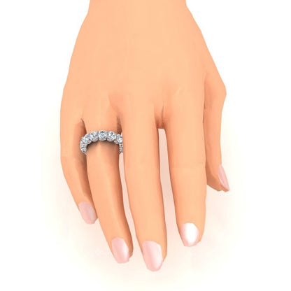9.50 Carats Round Natural Earth Mined Diamond Eternity Wedding Band 14K White Gold