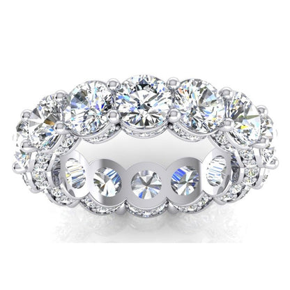 9.50 Carats Round Natural Earth Mined Diamond Eternity Wedding Band 14K White Gold
