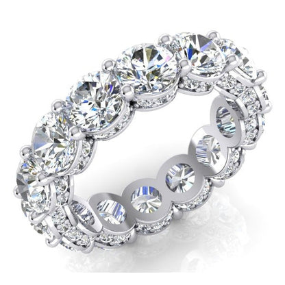 9.50 Carats Round Natural Earth Mined Diamond Eternity Wedding Band 14K White Gold