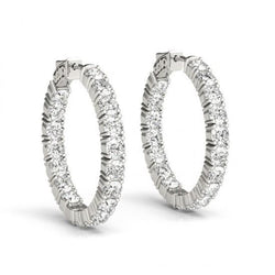 6.10 Ct Sparkling Round Cut Diamonds Lady Hoop Earrings White Gold