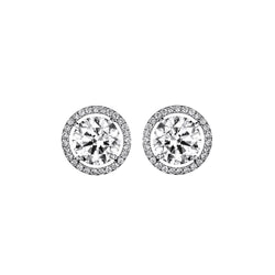 4.04 Carats Gorgeous Round Cut Diamonds Stud Halo Earrings Gold White 14K