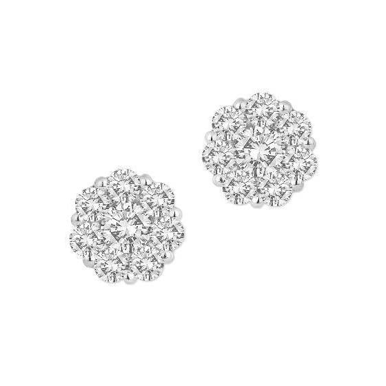 6.20 Ct Gorgeous Round Cut Diamonds Ladies Studs Pave Halo Earrings White Gold Studs- Halo