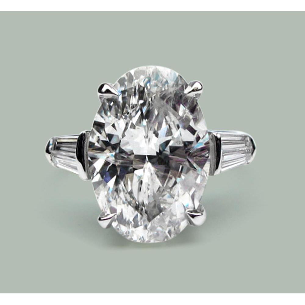 6.20 Ct. Oval & Baguettes Diamonds 3 Stone Wedding Ring Three Stone Ring