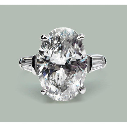 6.20 Ct. Oval & Baguettes Diamonds 3 Stone Wedding Ring Three Stone Ring