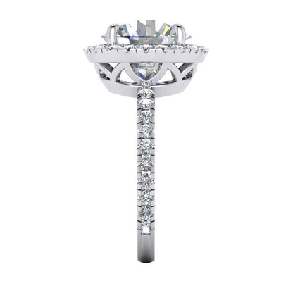 4.50 Carats Round Diamond  Ring Halo Setting