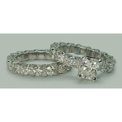 6.25 Carat Diamond Engagement Ring Band Set White Gold 14K