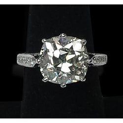 6.25 Carats Cushion Diamond Old Miner Antique Style Ring