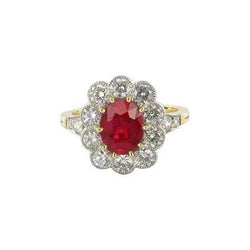 6.25 Carats Prong Set Ruby And Diamonds Anniversary Ring