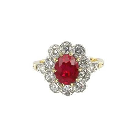  Prong Set Ruby And Diamonds Wedding Ring Gold Yellow Gemstone Ring