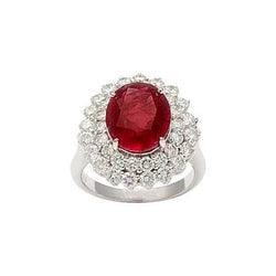 6.25 Ct Oval Cut Ruby With Natural Earth Mined Diamonds Ring White Gold 14K