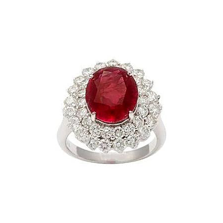  New Stylish  Round Brilliant Cut Ruby With Diamonds Ring White Gold  Gemstone Ring