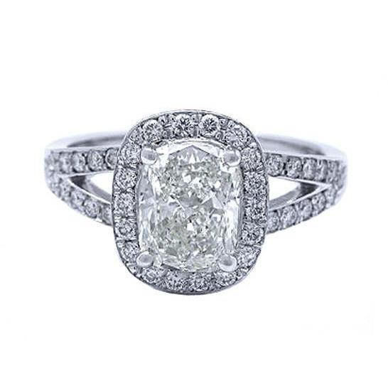 6.26 Carat Double Shank Huge Cushion Halo Diamond Ring Halo Ring