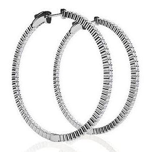 Products Ladies Hoop Earrings F Vvs1 4.30 Carats Diamonds White Gold 14K