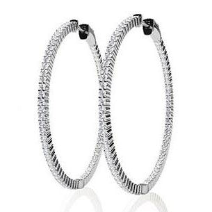 Products Ladies Hoop Earrings Diamonds White Gold 14K