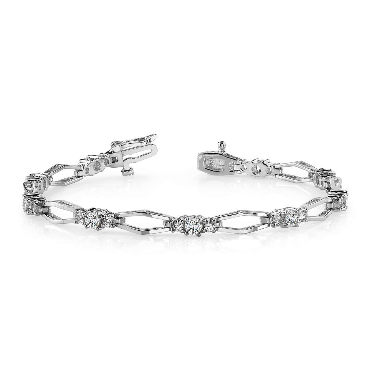 4.50 Carats Round Diamond Link Bracelet White Gold Jewelry 14K Tennis Bracelet