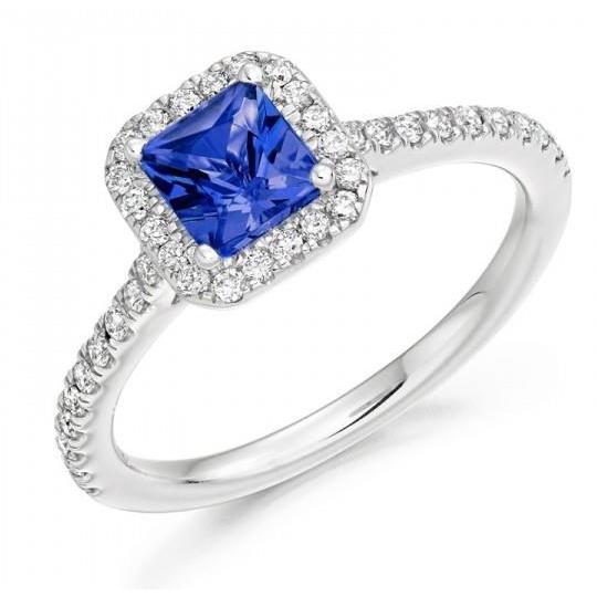 LAdies Tanzanite With Diamonds Ring  White Gold Gemstone Ring