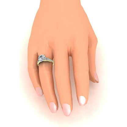  Lady’s White Gold Round Anniversary Solitaire Ring with Accents Diamond