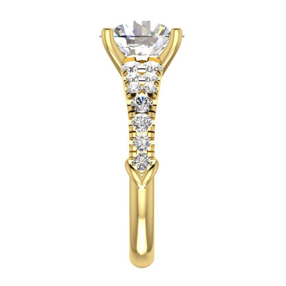 Yeloow Gold  Lady’s White Gold Round Anniversary Solitaire Ring with Accents Diamond