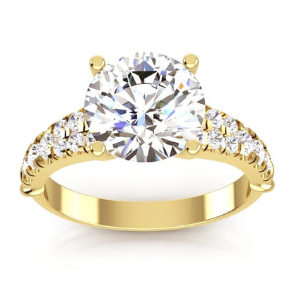  Lady’s White Gold Round Anniversary Solitaire Ring with Accents Diamond