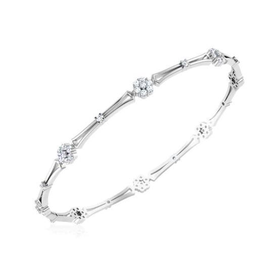 6.4 Ct Round Brilliant Cut Diamonds Bangle Bracelet 14K White Gold Bangle
