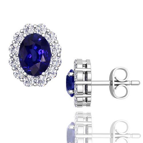  Gorgeous fancy   Prong Set Sapphire And Diamonds Ladies Studs Earring White Gemstone Earring