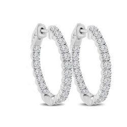 6.40 Ct Round Cut Sparkling Diamonds Lady Hoop Earrings White Gold