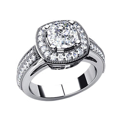 Natural Cushion Diamond Halo Engagement Ring 6.50 Carats White Gold