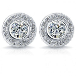 3.50 Carat Pave Halo Diamond Stud Earring White Gold Fine Jewelry