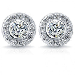 3.50 Carat Pave Halo Natural Earth Mined Diamond Stud Earring White Gold Fine Jewelry