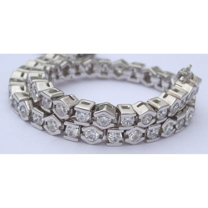 7.50 Carats Diamond Tennis Bracelet Round Half Bezel