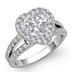 Natural  6.50 Carats Gorgeous Heart Cut Halo Diamond Ring Gold 14K