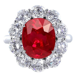 6.5 Ct Ruby With Natural Earth Mined Diamond Wedding Ring White Gold 14K Fine Jewelry