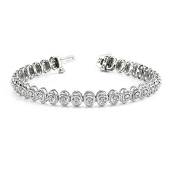Real  6.60 Carats Round Cut Diamond Link Bracelet White Gold 14K Jewelry