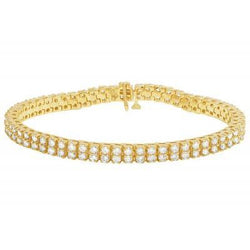 6.70 Carats Double Row Lab Grown Diamonds Tennis Bracelet Yellow Gold 14K