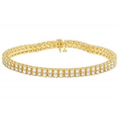 6.70 Carats Double Row Diamonds Tennis Bracelet Yellow Gold 10K Tennis Bracelet