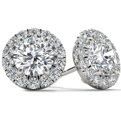 5 Ct Ladies Halo Round Cut Diamonds Stud Earrings