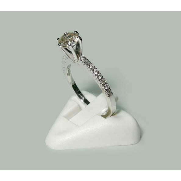  Lady’s White Gold Round Anniversary Solitaire Ring with Accents Diamond