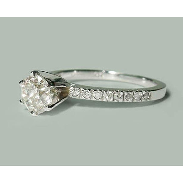 New Style  Lady’s White Gold Round Anniversary Solitaire Ring with Accents Diamond