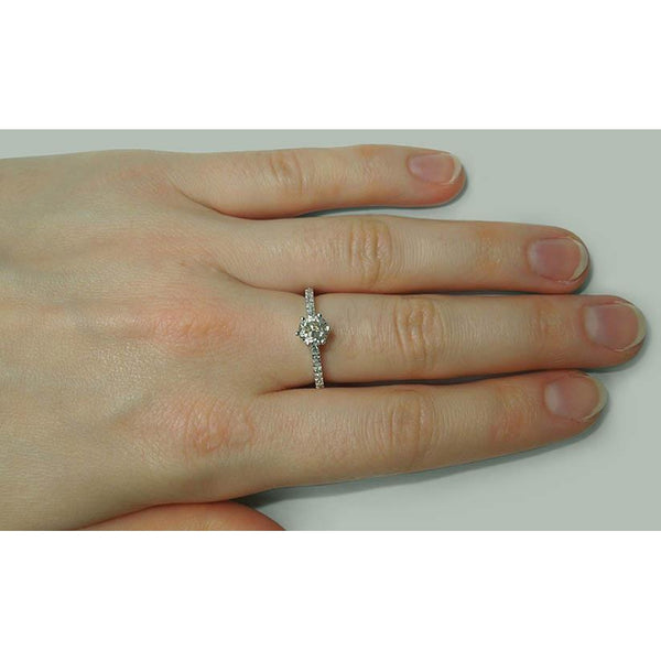 New  Lady’s White Gold Round Anniversary  Ring with Accents Diamond