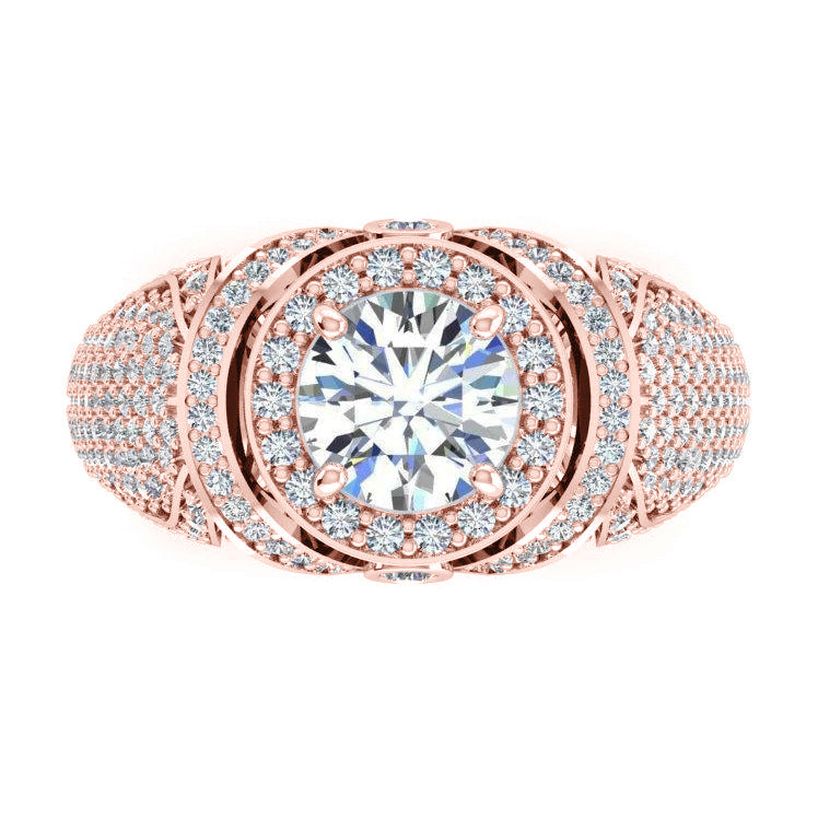 Products Big Round Diamond Men's Ring With 5.50 Carats White Gold 14K