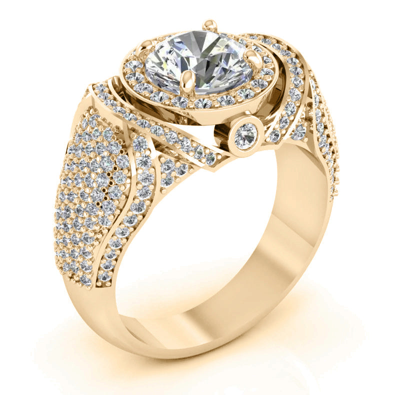 Products Big Round Diamond Men's Ring With Accents 5.50 White Gold 14K