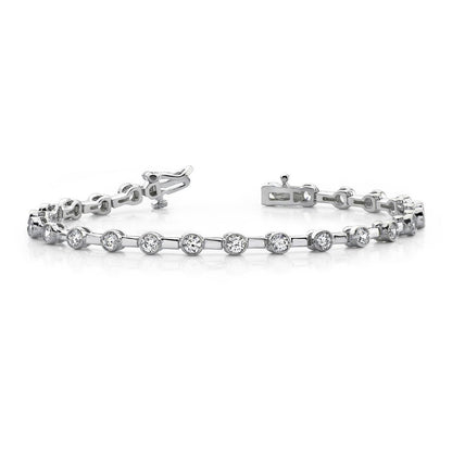 3.60 Carat Stylish Half Bezel Set Diamond Tennis Bracelet Gold 14K Tennis Bracelet