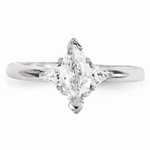 Diamond Engagement Ring 14K White Gold Three Stone Three