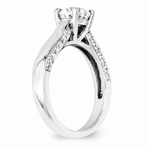 Solitaire Ring with Accents White Gold Diamond