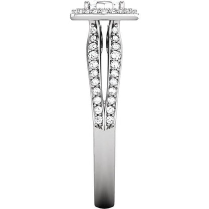 Halo Ring 14K White Gold Marquise Halo Styled Engagement Ring 1.75 Carats