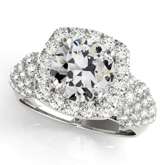 Halo Ring Old Miner Cut Diamond Accents Jewelry