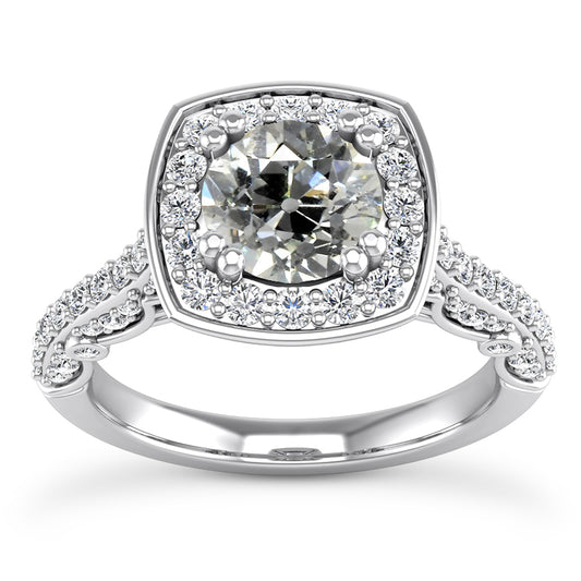 6 Carats Old Miner Halo Ring With Accents