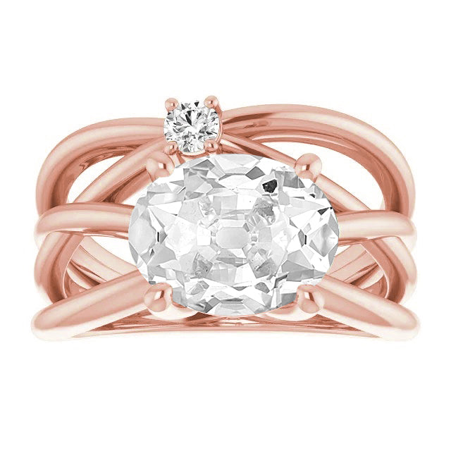 6 Carats Oval Old Cut Diamond Ring