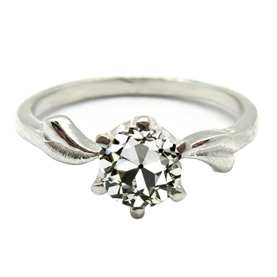 6 Prong Set Round Diamond Old Cut Solitaire Engagement Ring 2 Carats